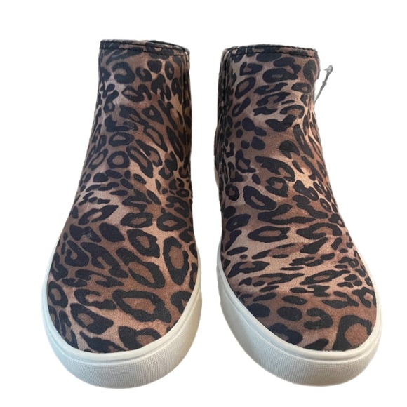 Naturalizer Brown Leopard Cheetah Leather Celeste Side Zipper High Top Sneaker - Picture 3 of 12